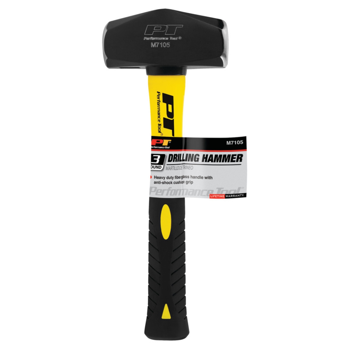 Performance Tool M7105 Heavy Duty Fiberglass Handle Drilling Hammer - 3 lbs