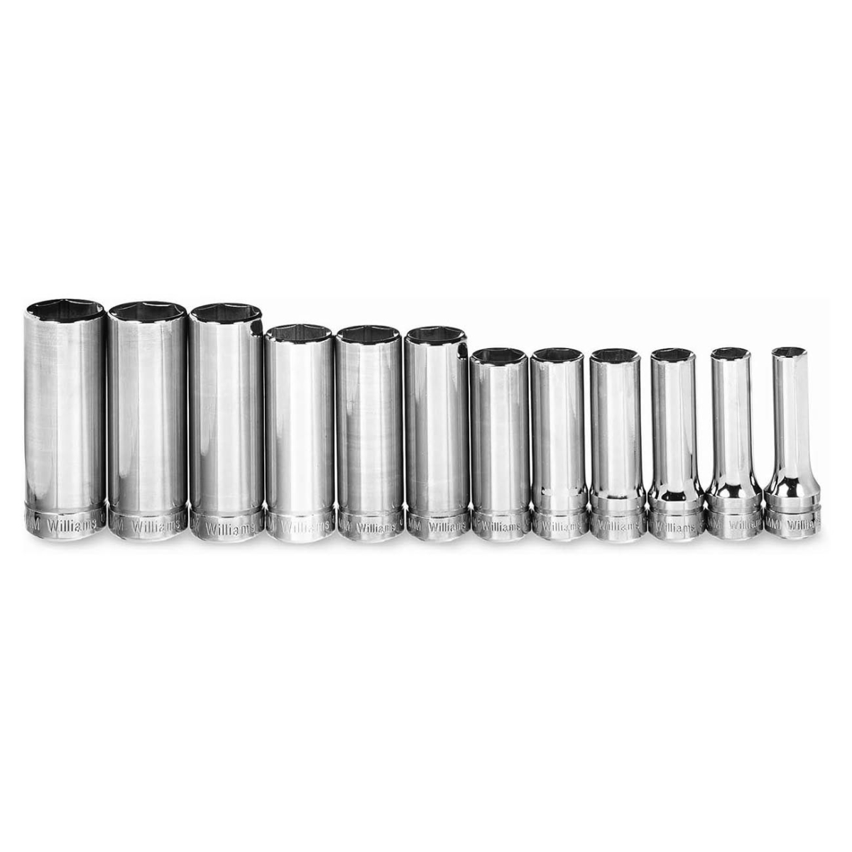 JHWMSBD12HRC 0.375 in. Drive Metric Deep Socket Set with 6 Point Super Torque Design - 12 Piece