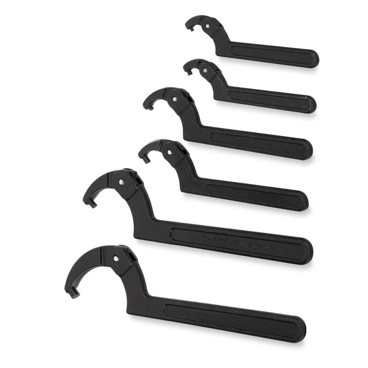 JHWWS476 Adjustable Hook Spanner Wrench Set for Lock Nuts & Retaining Rings - 6 Piece