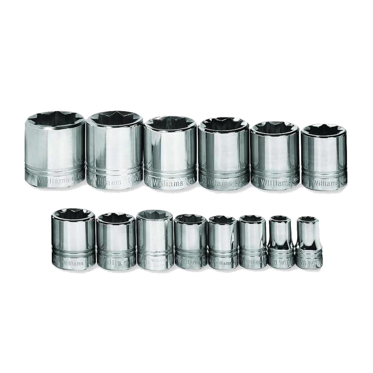 JHWWSS814RC 0.5 in. Drive Shallow SAE Socket Set - Clip Rail 8-Point - 14 Piece