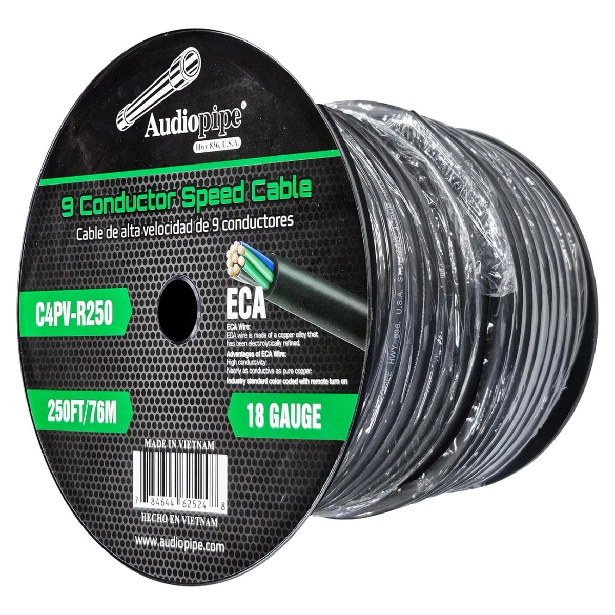 C4PVR250 18-Gauge 250 ft. EcoSpeed Cable 9 Conductor Multi-Conductor Speed Cable Wire, Black