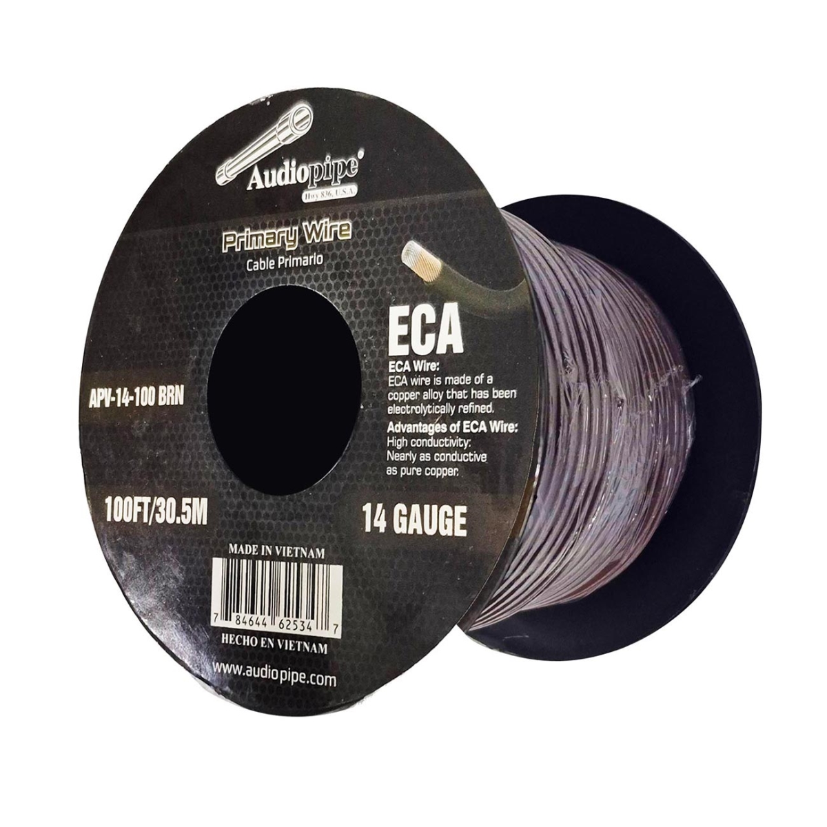 APV14100BRN 100 ft. Flexible ECA Primary Wire - Spool 14 Gauge, Brown