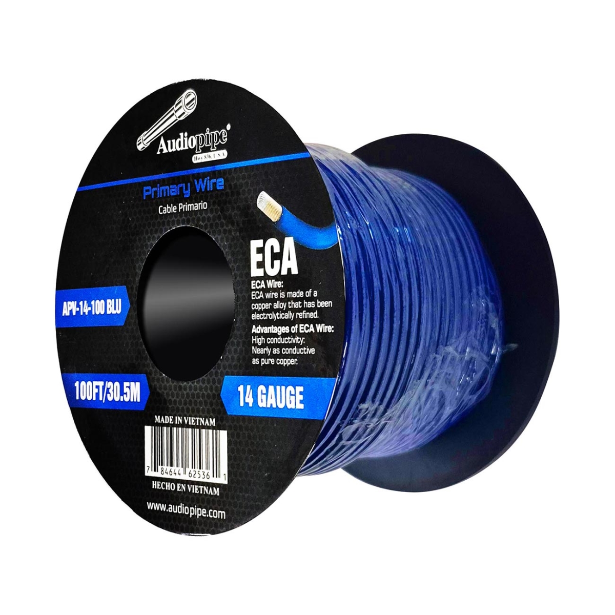 APV14100BLU 100 ft. 14 Gauge Flexible ECA Spool Primary Wire, Blue