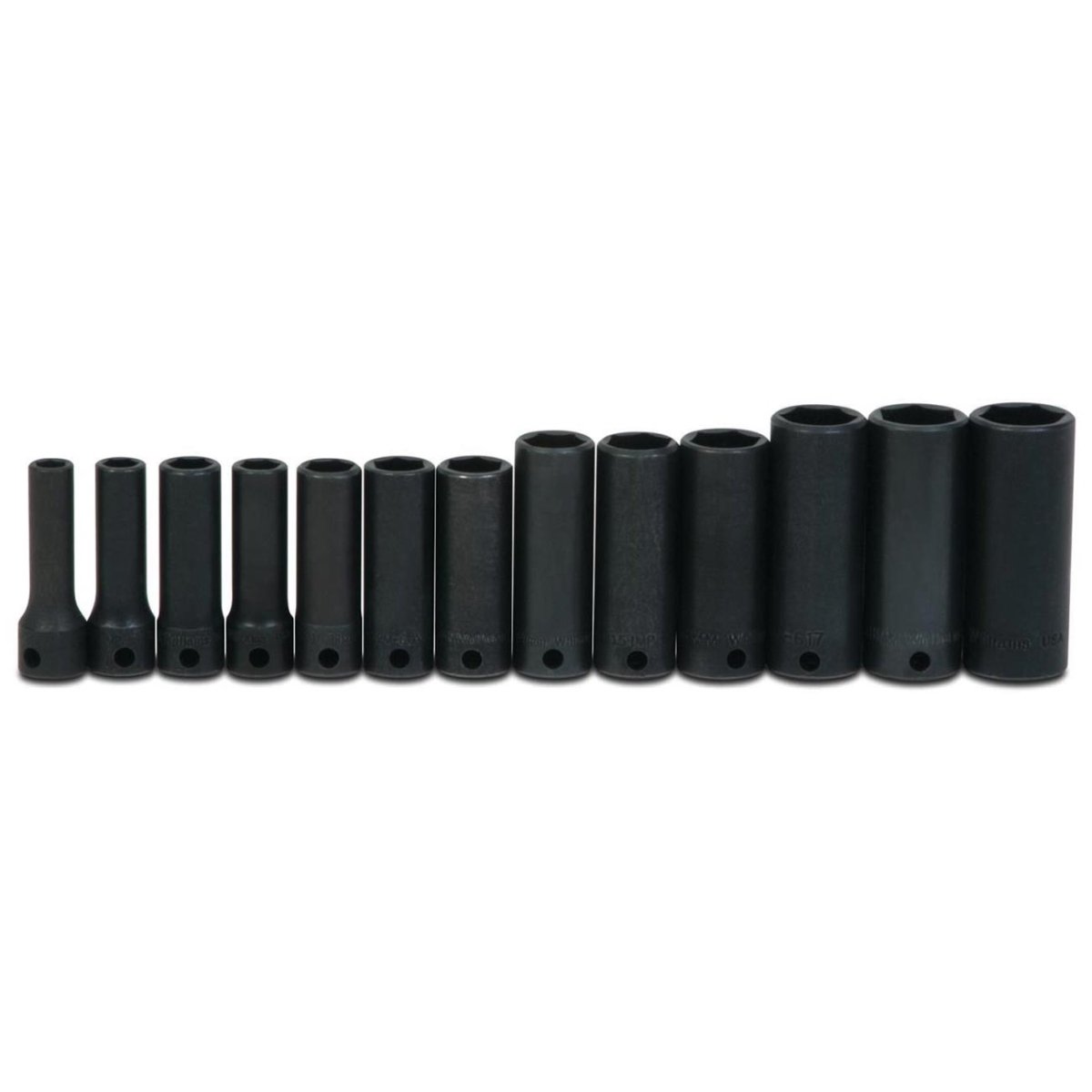 JHWMS1213H 6-Point Supertorque 0.38 in. Drive Deep Metric Socket Set on Clip Rail - 13 Piece