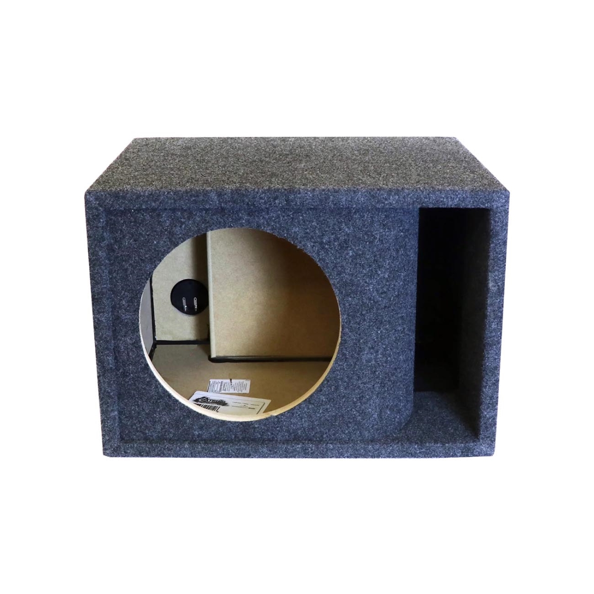 Atrend 8SQVKFATREND 8 in. Single Kerf-Vented Empty Woofer Enclosure - Charcoal Carpet Covering