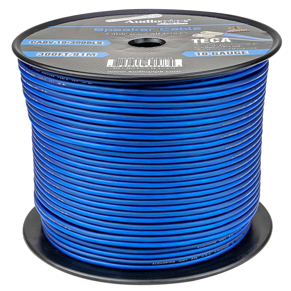 CABV10300BLS 300 ft. 10 Gauge CCA Roll Speaker Wire, Blue & Silver
