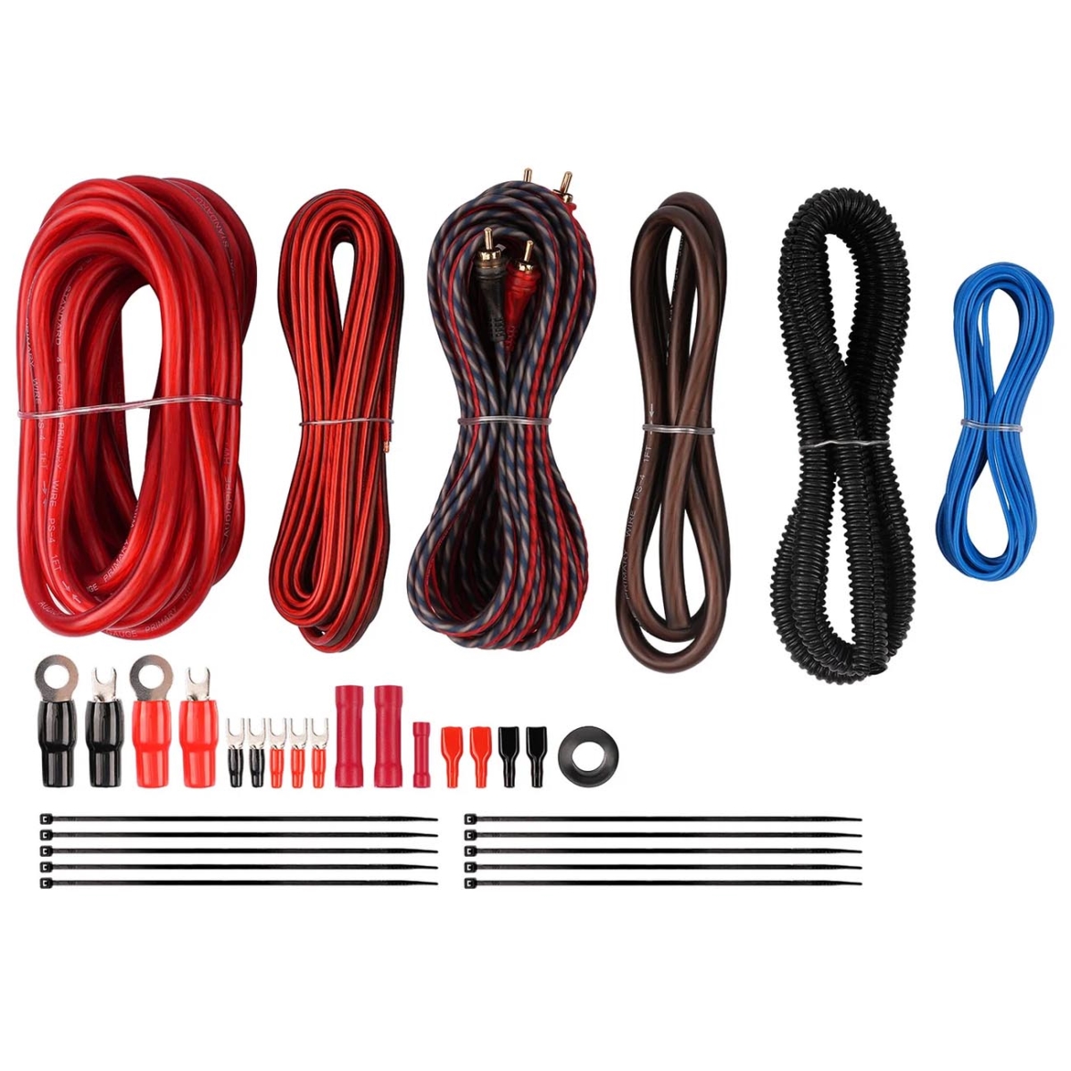 PKV2500EX 4 Gauge Amplifier Installation Kit - 1200 Watts RMS, Red