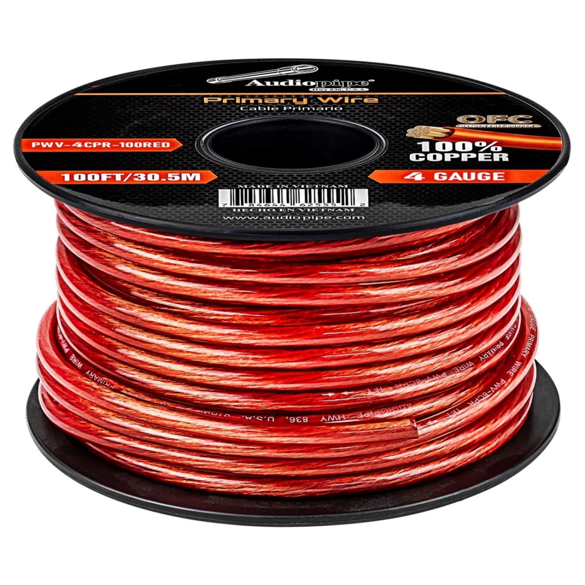 PWV4CPR100RED 100 ft. 4 Gauge 100 Percent Copper Roll Primary Wire, Red
