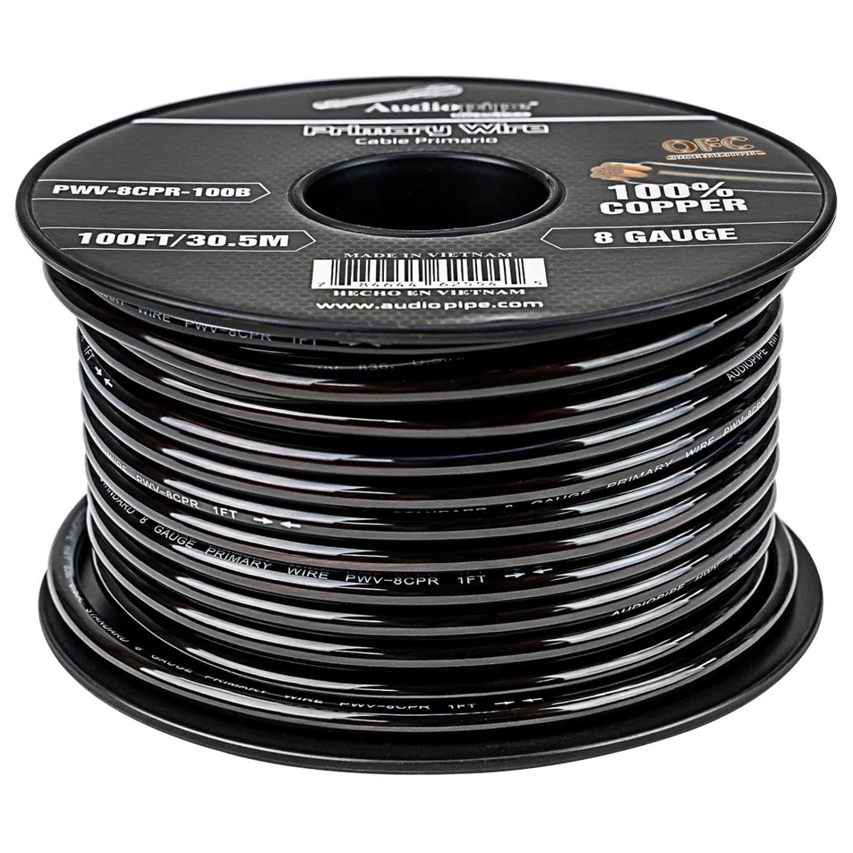 PWV8CPR100B 100 ft. 8 Gauge 100 Percent Copper Roll Primary Wire, Black
