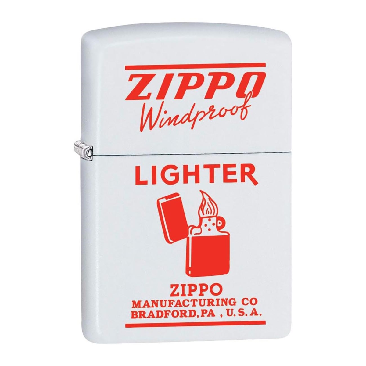 214CI008126 Vintage Ad & Windproof Lighter in Red & White Matte