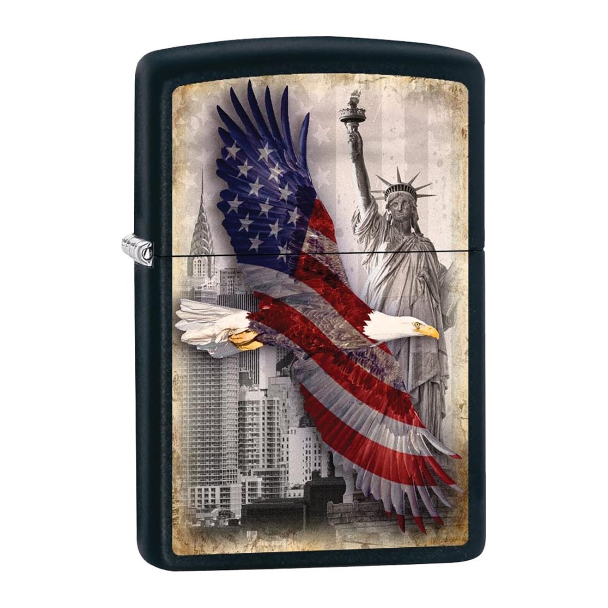 218CI402102 Bald Eagle & York City Lighter, Black Matte