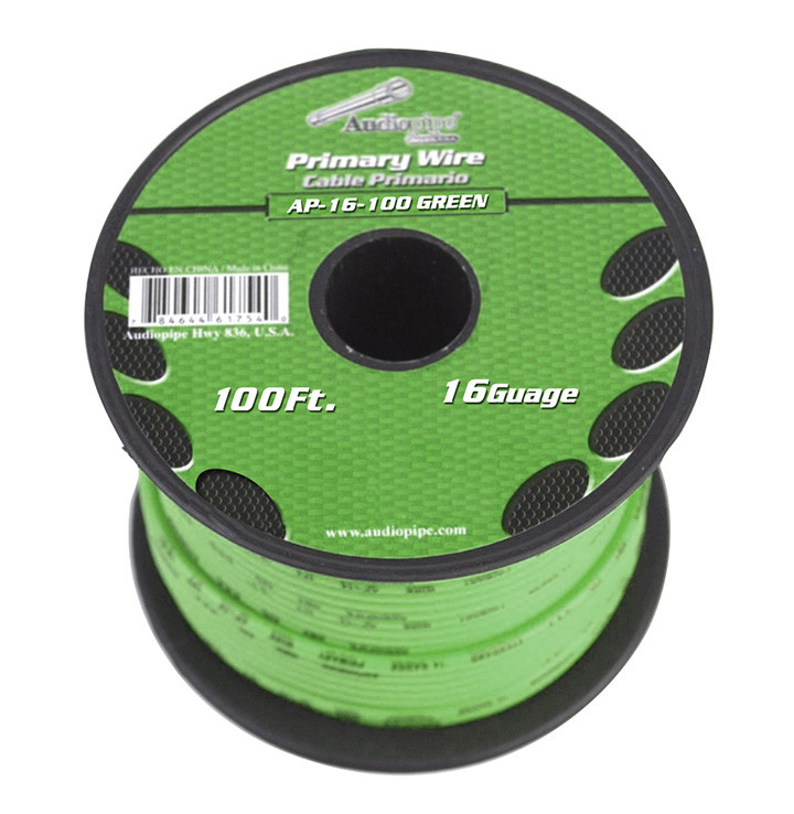 Picture of Audiopipe AP16100GR 100 ft. 16 gauge Primary Wire, Green