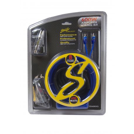 8 gal Copper 600 watts Amp Kit with Blue Twisted RCA Wire