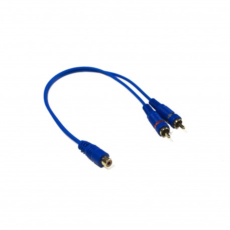 2M-1F Blue RCA Interconnects Y-Adapter