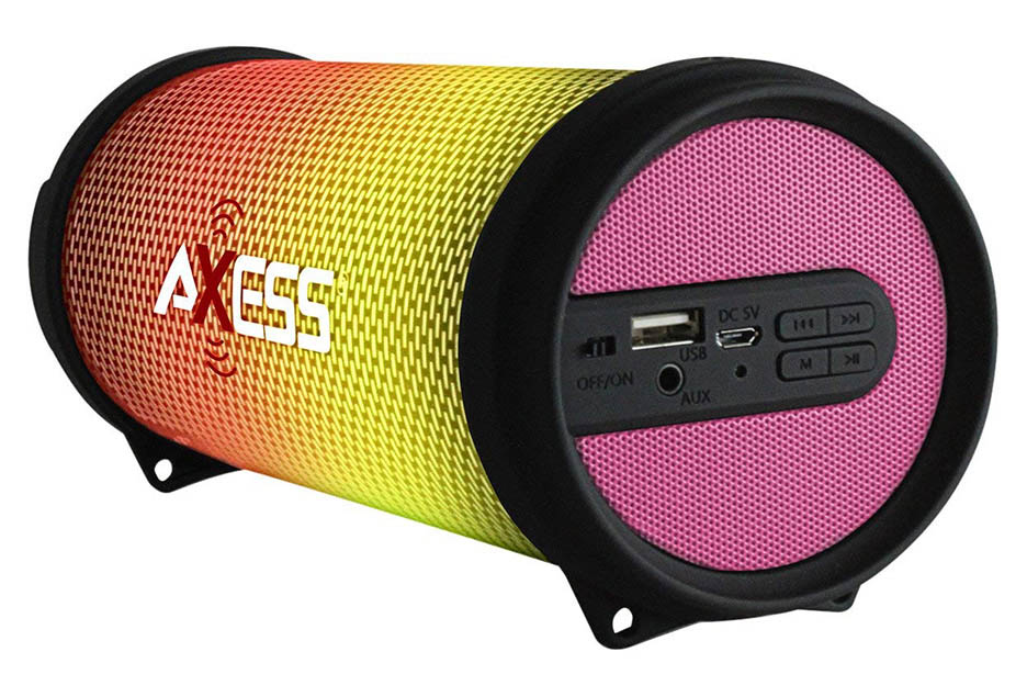 Picture of Axess SPBL1043PK SPBL1044 Vibrant Plus Black HIFI Bluetooth Speaker with Disco LED Light&#44; Pink