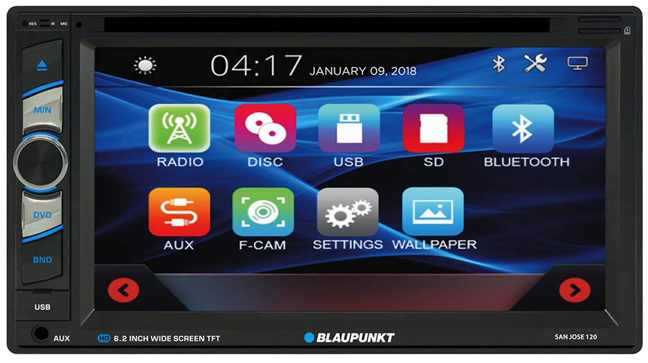 Picture of Blaupunkt SANJOSE120 6.2 in. Double Din Touch Screen AM&#44; FM & DVD Multimedia Car Stereo Receiver with Bluetooth