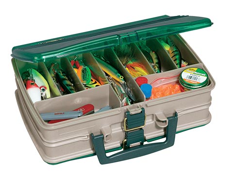 Plano 112000 20-Compartment Double Sided Satchel - Sandstone & Green