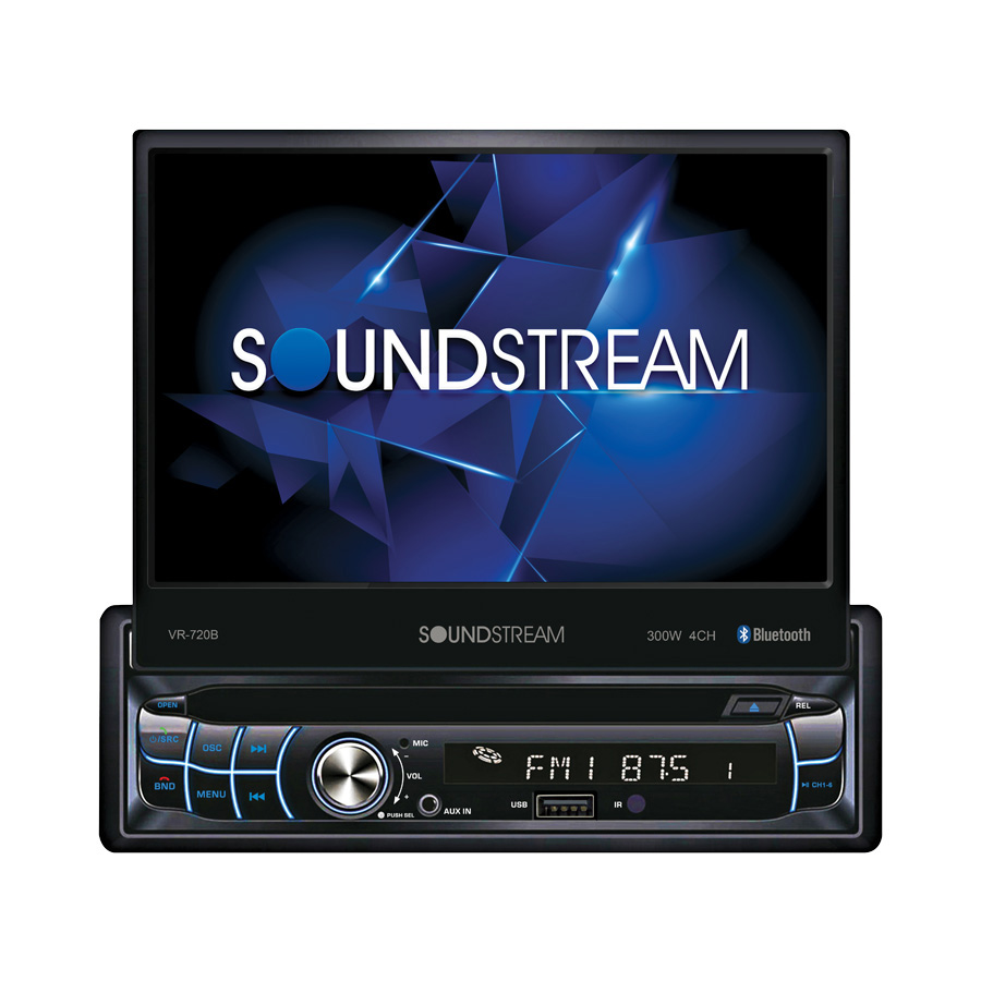 VR720B 7 in. 1-DIN Source Unit with DVD Bluetooth & Motorized LCD -  Soundstream