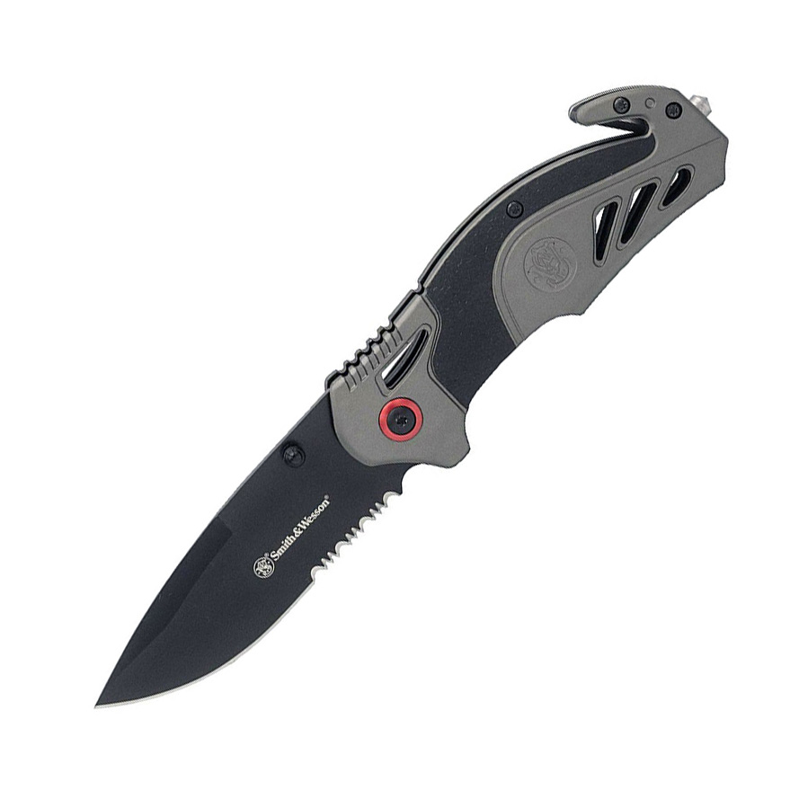 Picture of BTI Tools 1100038 8 & 3.3 in. Smith & Wesson High Carbon Stainless Steel Folding Knife with Drop Point Serrated Blade