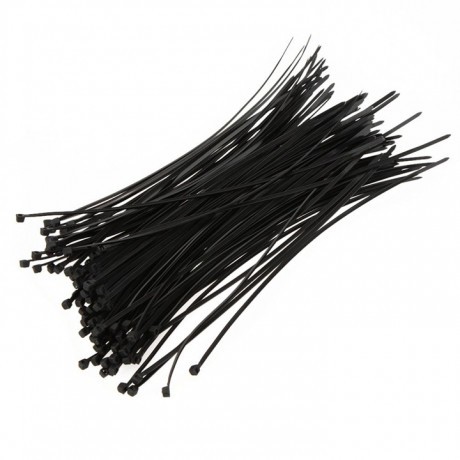 18 in. Black Nylon Zip Wire Ties - 100 Piece