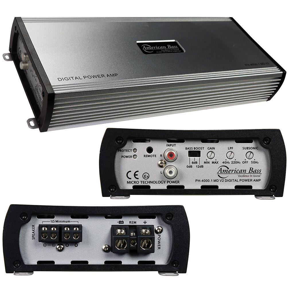 Picture of American Bass PH40001MDV2 4000 watt 1 Ohm Stable Max Power Class D Amplifier