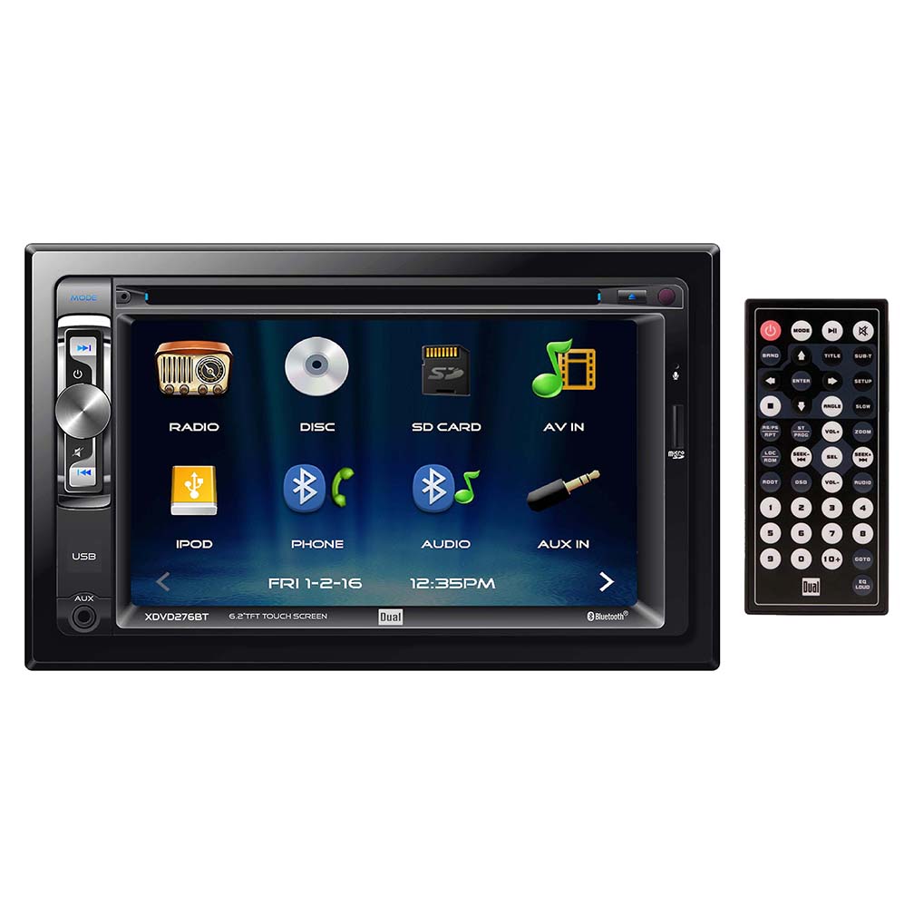 Picture of Dual XDVD276BT 6.2 in. Double Din LCD Screen DVD Bluetooth USB