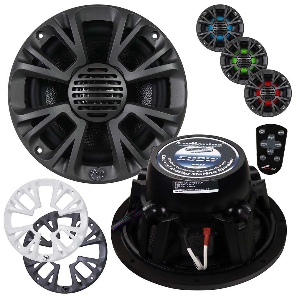 Picture of Audiopipe APMPT830LD 8 in. 500W Max Grills 2-way Marine Speaker with LED Lights