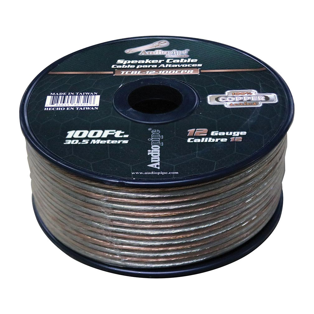 Picture of AudioPipe TCBL12100CPR 100 ft. 12 Gauge 100 Percent Copper Series Speaker Wire Roll - Clear PVC Jacket