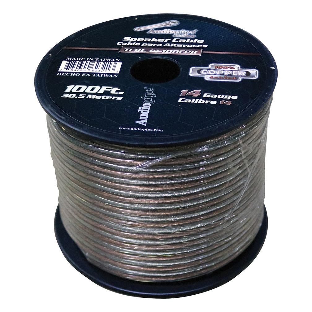 Picture of AudioPipe TCBL14100CPR 100 ft. 14 Gauge 100 Percent Copper Series Speaker Wire Roll - Clear PVC Jacket