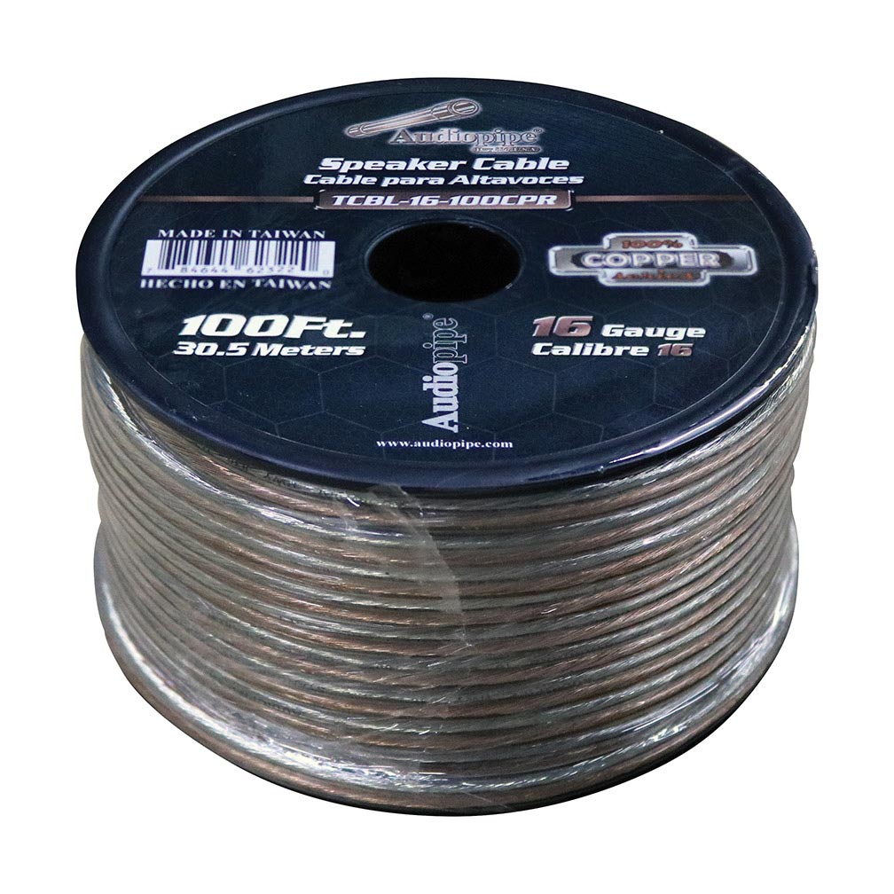 Picture of AudioPipe TCBL16100CPR 100 ft. 16 Gauge 100 Percent Copper Series Speaker Wire Roll - Clear PVC Jacket