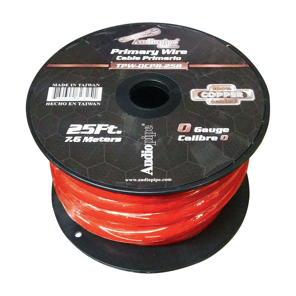 Picture of AudioPipe TPW0CPR25R 25 ft. 0 Gauge 100 Percent Copper Series Power Wire Roll - Red PVC outer-Jacket
