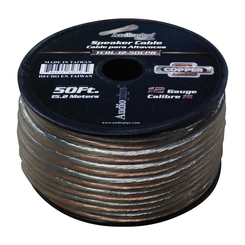 Picture of AudioPipe TCBL1250CPR 50 ft. 12 Gauge 100 Percent Copper Series Speaker Wire Roll - Clear PVC Jacket