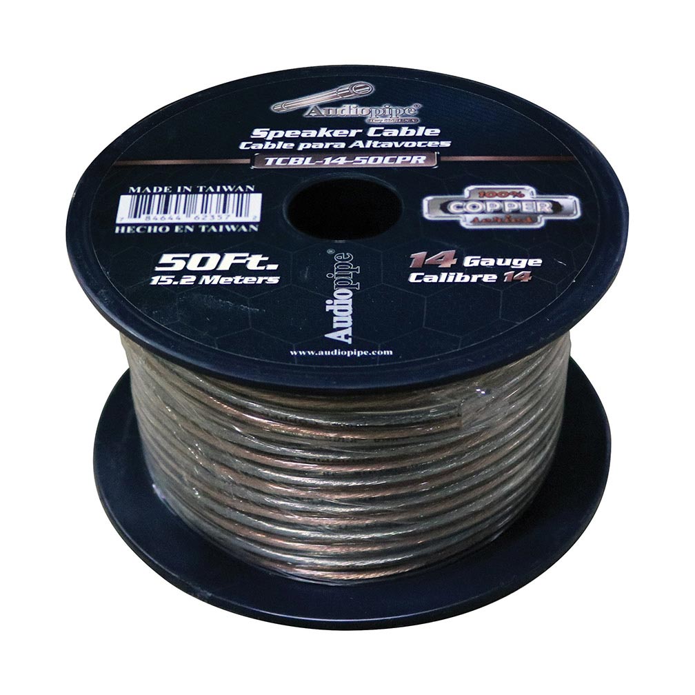 Picture of AudioPipe TCBL1450CPR 50 ft. 14 Gauge 100 Percent Copper Series Speaker Wire Roll - Clear PVC Jacket