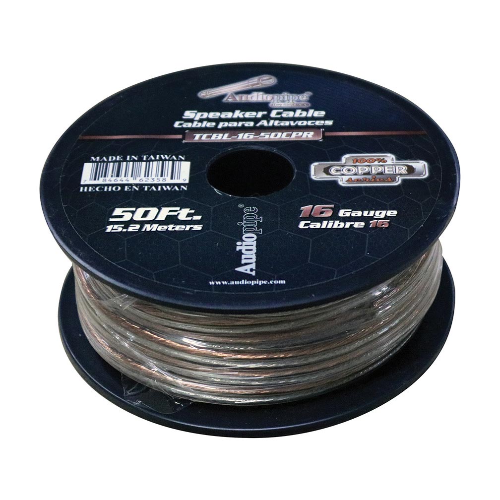 Picture of AudioPipe TCBL1650CPR 50 ft. 16 Gauge 100 Percent Copper Series Speaker Wire Roll - Clear PVC Jacket