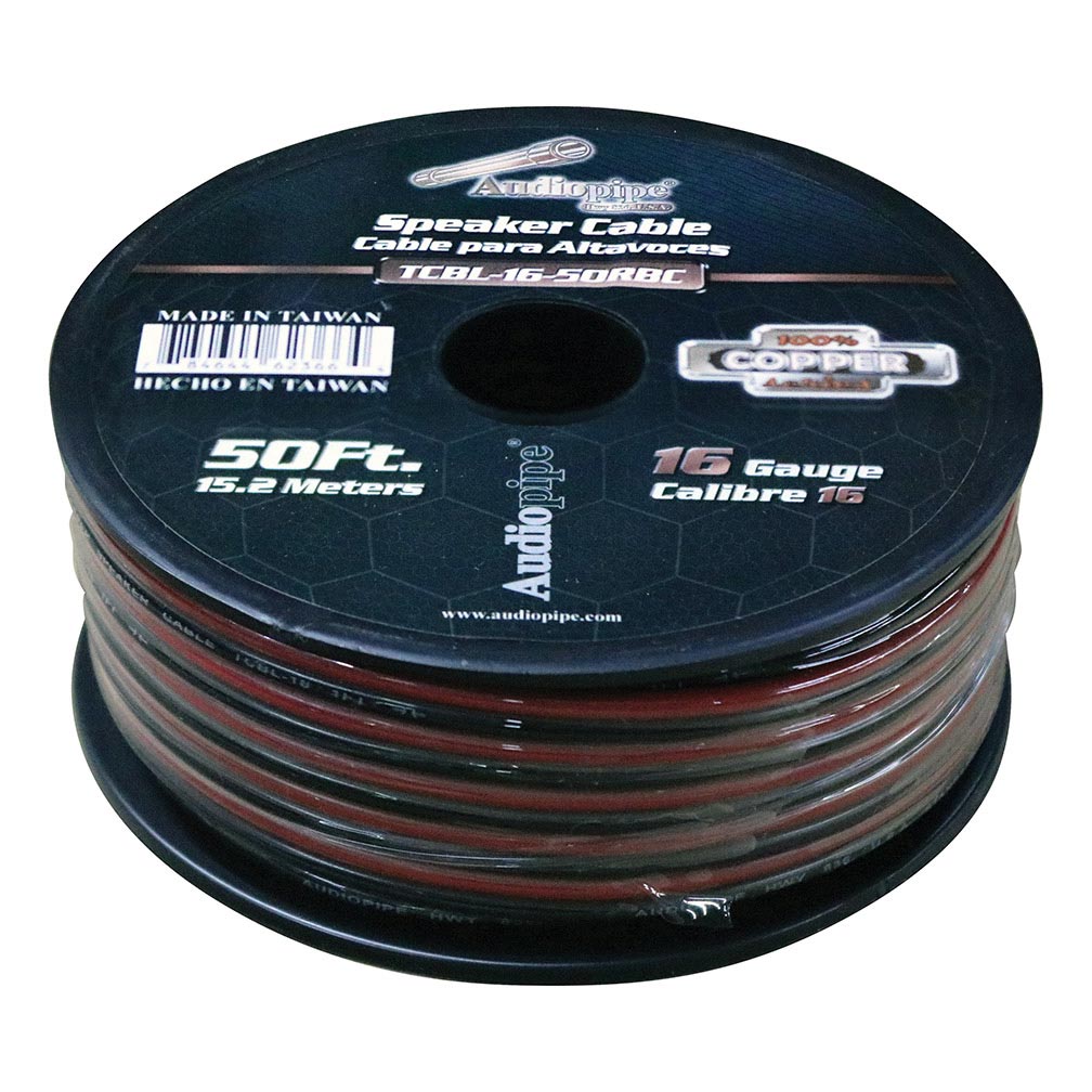Picture of AudioPipe TCBL1650RBC 50 ft. 16 Gauge 100 Percent Copper Series Speaker Wire Roll Jacket&#44; Red & Black