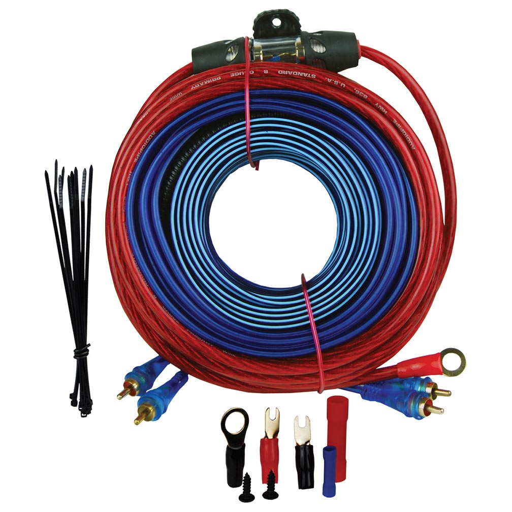 8 Gauge Amplifier Wiring Kit 1500W with RCA Cables