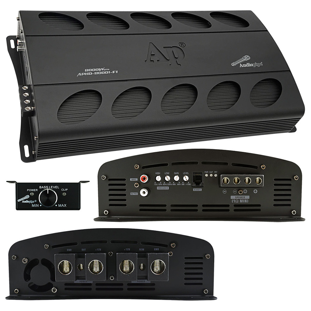 Picture of AudioPipe APHD80001F1 8000W Class D Full Bridge High Power Amplifier Mono 1 ohm Stable