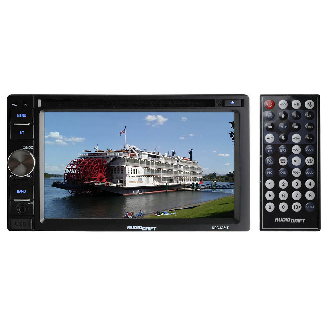 Picture of Nippon KDC6251D AudioDrift 6.2 in. Double DIN DVD Fixed Face Touchscreen Receiver with Bluetooth USB-SD Inputs & REM