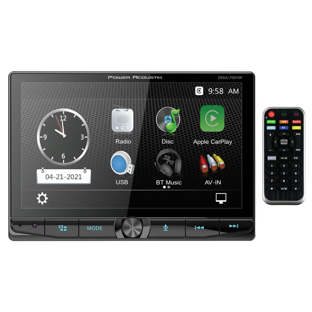 CPAA70D10F 10.6 in. Floating Double DIN DVD Receiver with Apple Car Play & Android Auto -  Power Acoustik