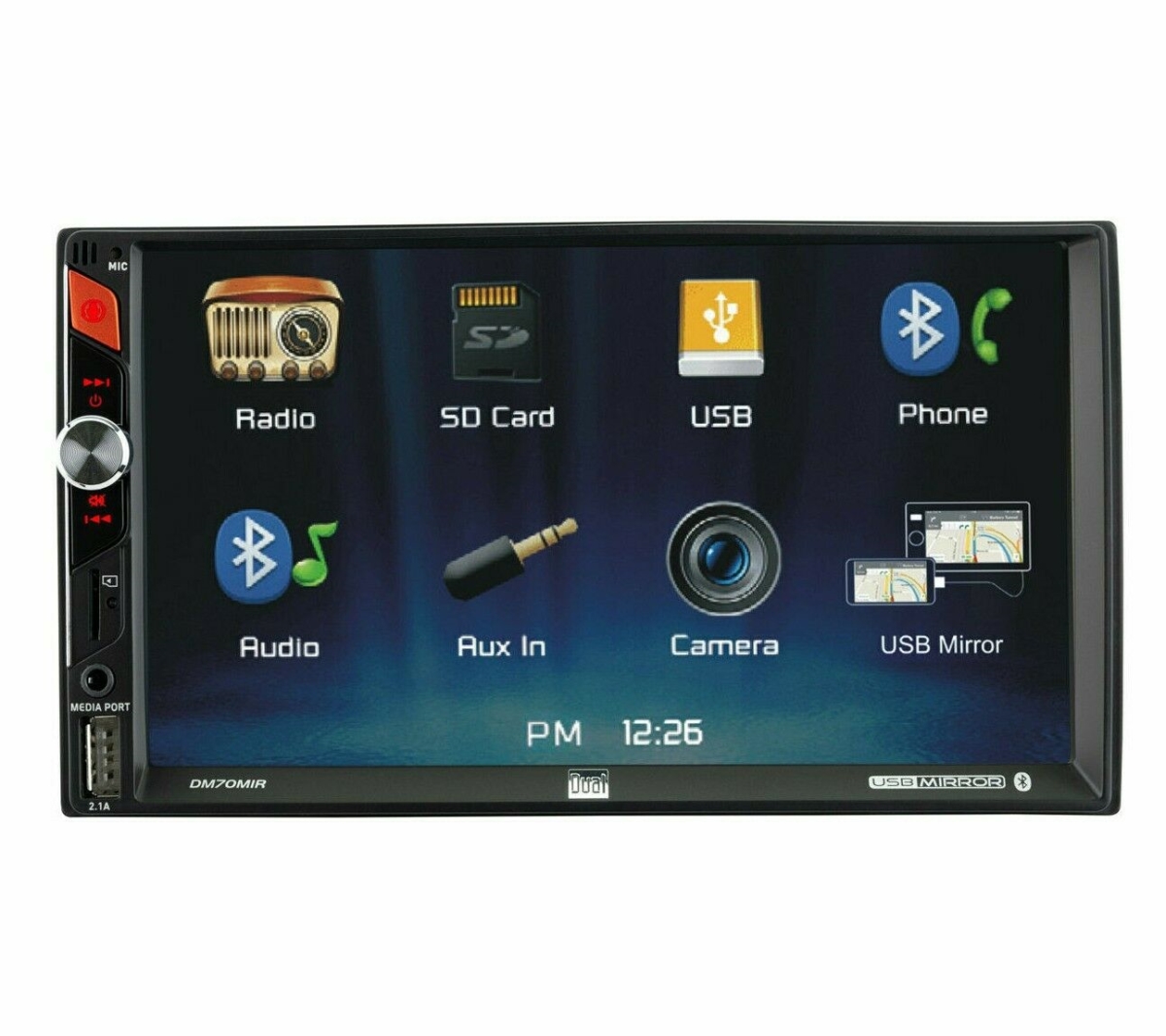 Picture of Dual DM70MIR 7 in. Mechless Double Din Multimedia Bluetooth Receiver USB Mirroring for Android & Apple