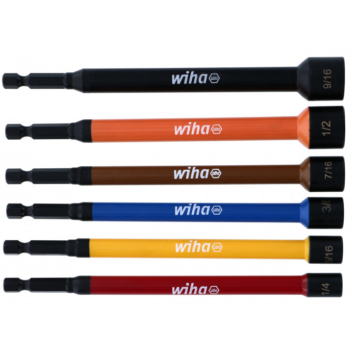 Wiha 6-Piece Color Coded Magnetic Nut Setter SAE Set (70486)