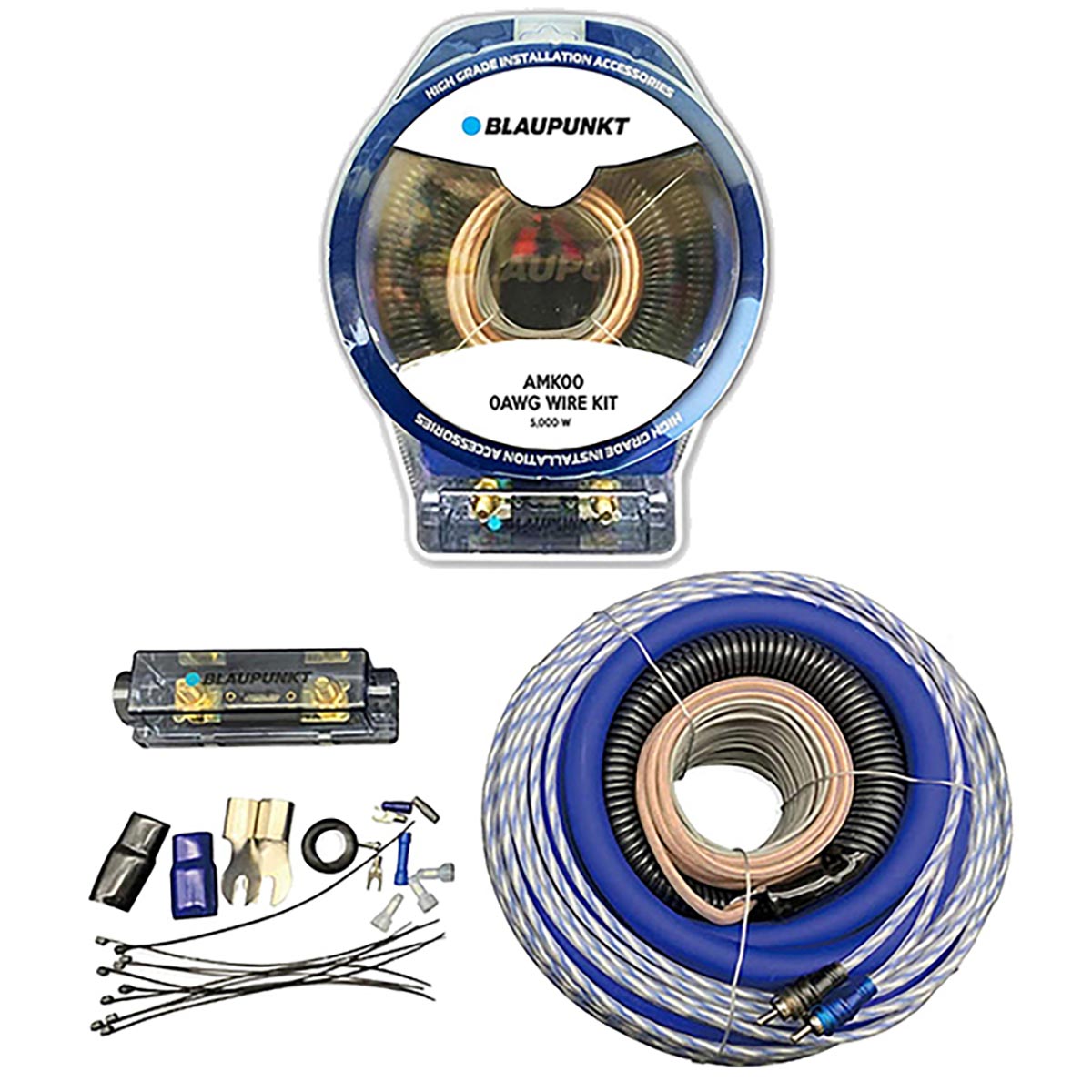 Picture of Blaupunkt AMK00B 0 Gauge Car Audio Complete Amplifier Wiring Kit, Blue