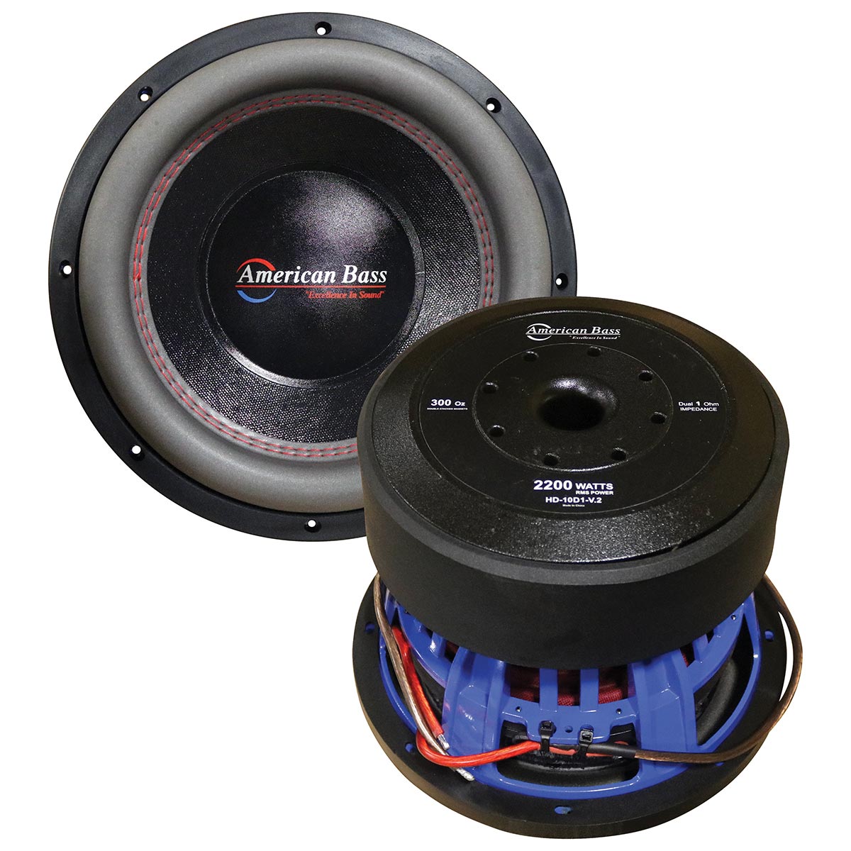 Picture of American Bass HD10D1V2 10 in. 1 ohm 4000W Maximum 2200 RMS Dual Woofer