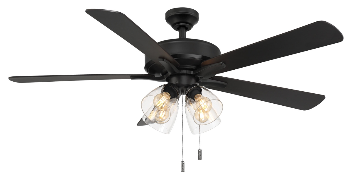 WR2024MB 52 in. Pecos Pull Chain Ceiling Fan, Black