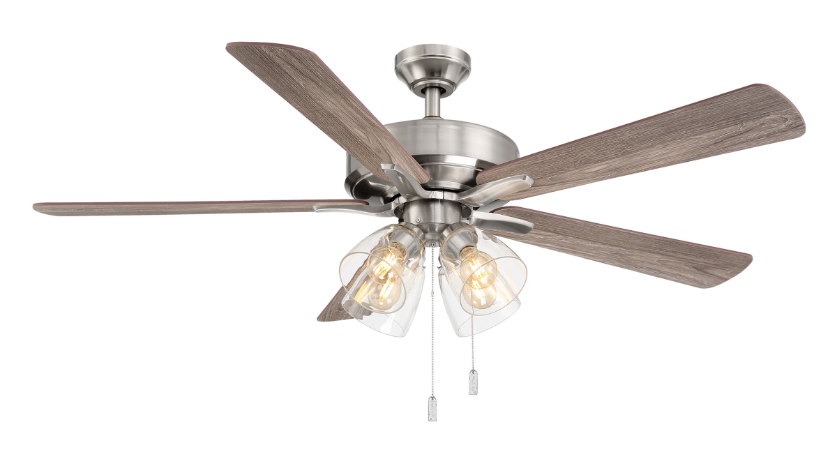 WR2024N 52 in. Pecos Pull Chain Ceiling Fan, Nickel