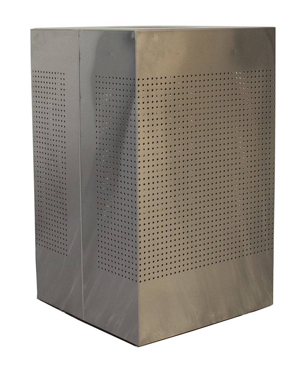 CL40-SS Square Waste Receptacle with Perforated Holes & Bag Retainer Bands, Brushed Stainless Steel