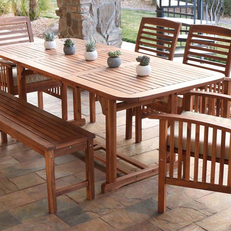 Acacia Wood Patio Butterfly Table, Brown