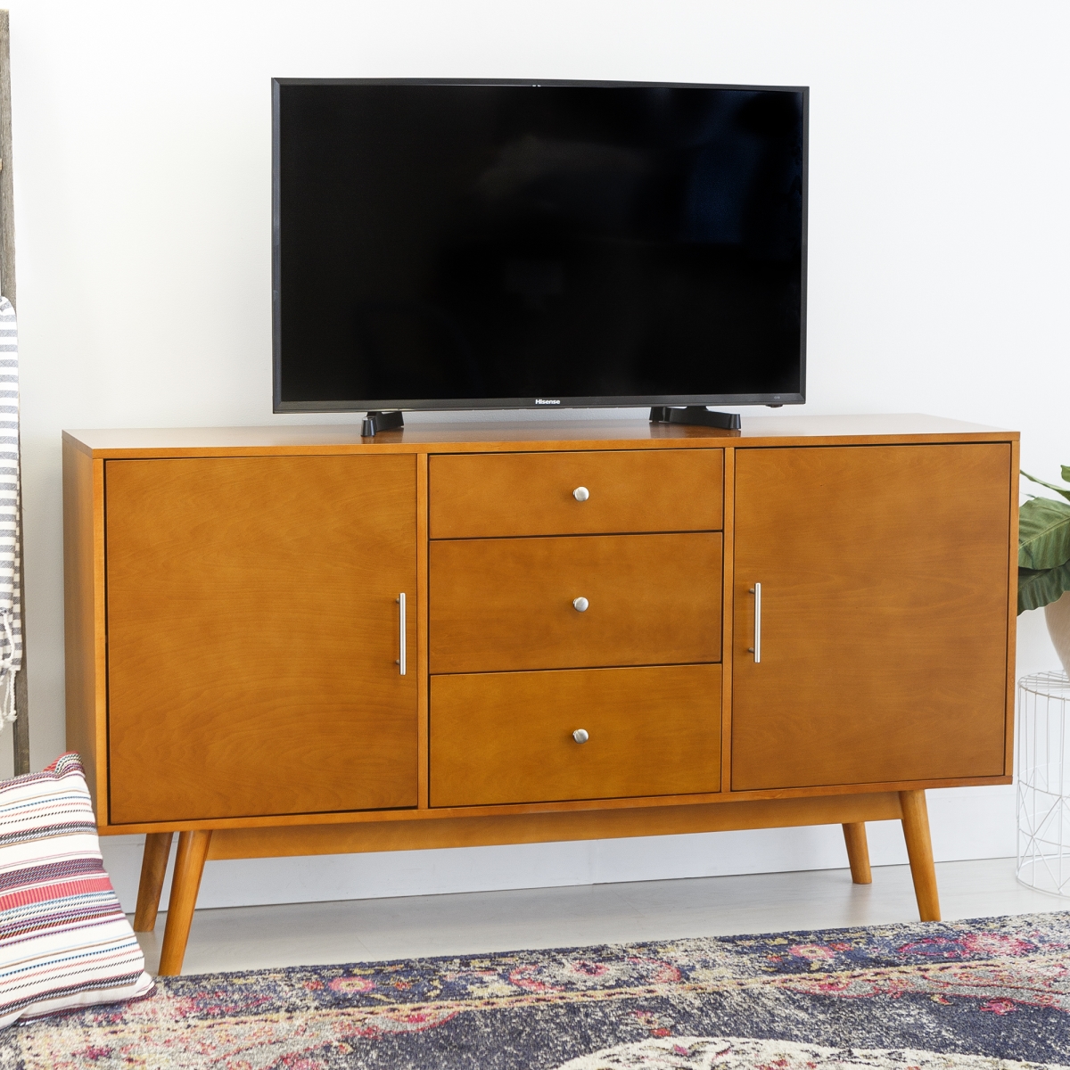 Picture of 60&quot; Mid Century Modern Wood TV Stand - Acorn