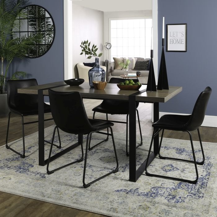 Walker Edison C60UBLAG-5 Urban Blend Kitchen Dining Set - Driftwood & Black, 5 Piece