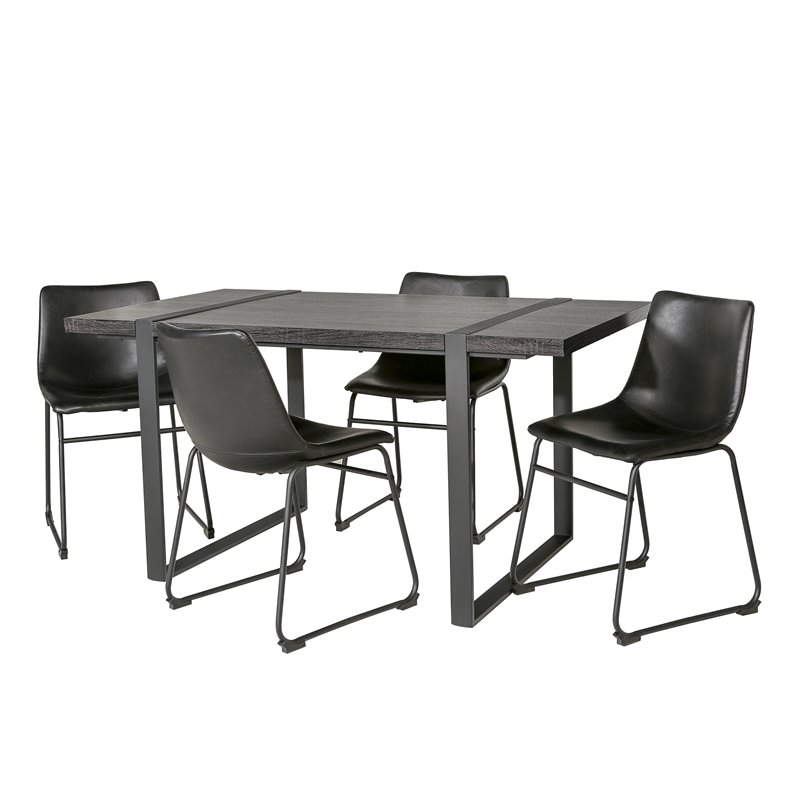 Walker Edison C60UBLCL-5 Urban Blend Kitchen Dining Set, Charcoal & Black - 5 Piece